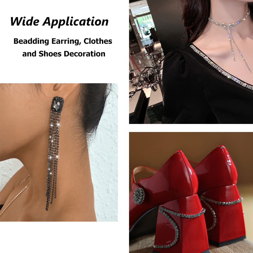 10 Yards 2mm Crystal AB Gold Rhinestone Chain Trim for Sewing, Crafts, Jewelry, Shoes & Wedding Decorations