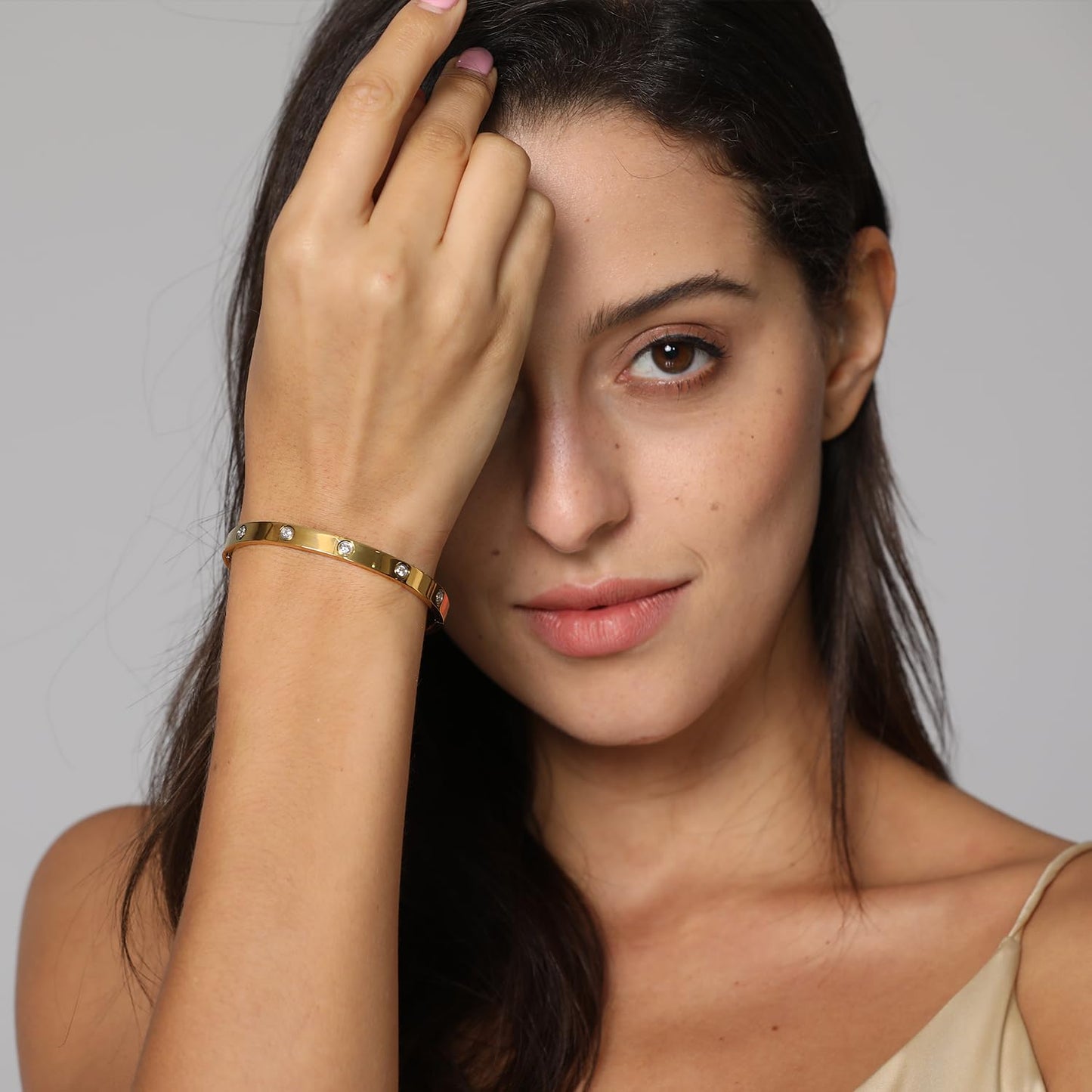 Waterproof 14K Gold Plated Bracelet Set for Women, Dainty Trendy Stackable Tennis, Beaded, Figaro, Herringbone, and Paperclip Link Bracelets, Gift Set