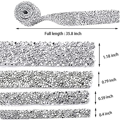 1 Yard x 3cm Light Blue Rhinestone Beaded Trim Hotfix Ribbon Iron-On Applique for DIY Wedding Dress & Craft Decorations