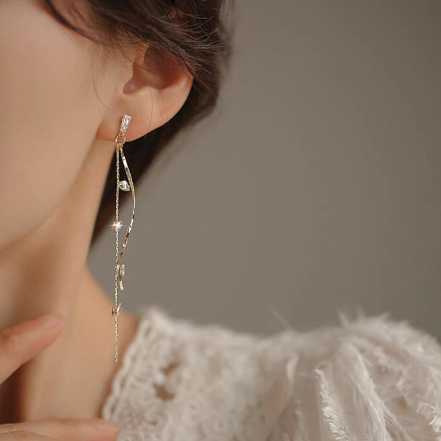 Sterling Silver Cubic Zirconia Drop Dangle Earrings for Women, Long Infinity Leverback CZ Earrings for Jewelry Gifts