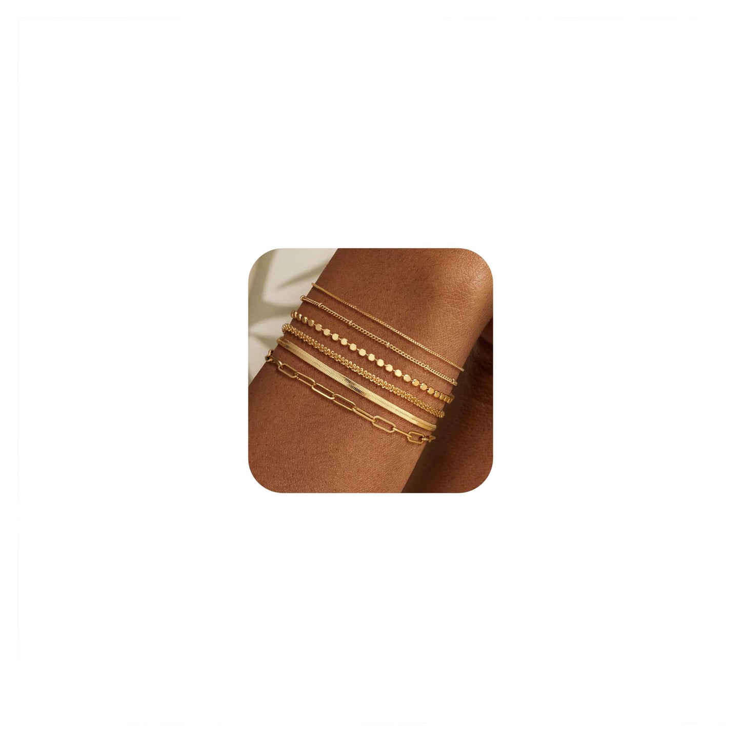 Bohemian Bracelet Set for Women, 6 Stackable Multi-Color Stretch Bracelets, Dainty Boho Hippie Jewelry