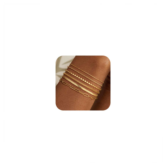 Bohemian Bracelet Set for Women, 6 Stackable Multi-Color Stretch Bracelets, Dainty Boho Hippie Jewelry