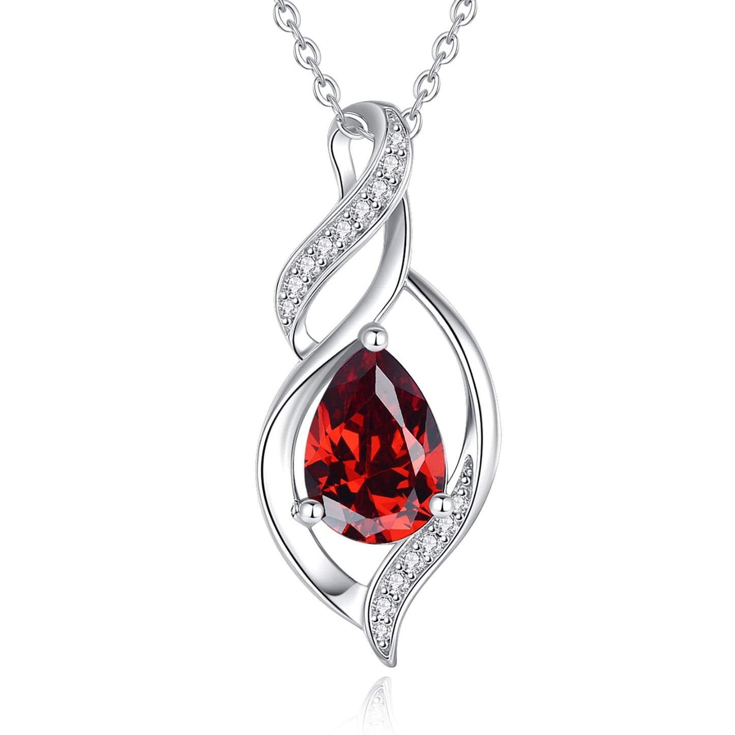 Sterling Silver Birthstone Teardrop Necklace, S925 Infinity Love Pendant, 16"+2" Gift for Women and Girls