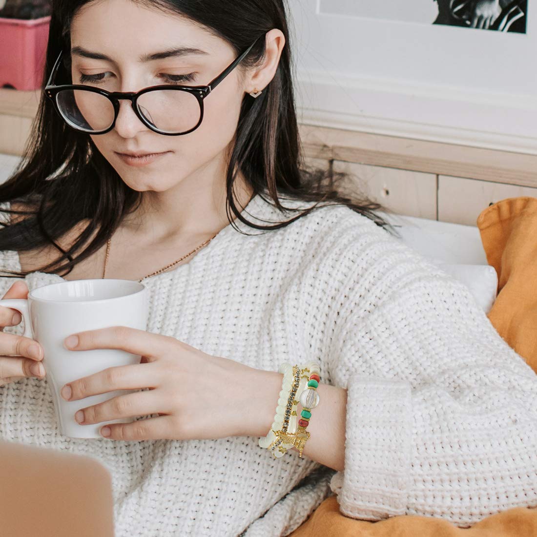 Handmade 6mm Semi-Precious Gemstone Round Bead Stretch Bracelet, 7" Unisex
