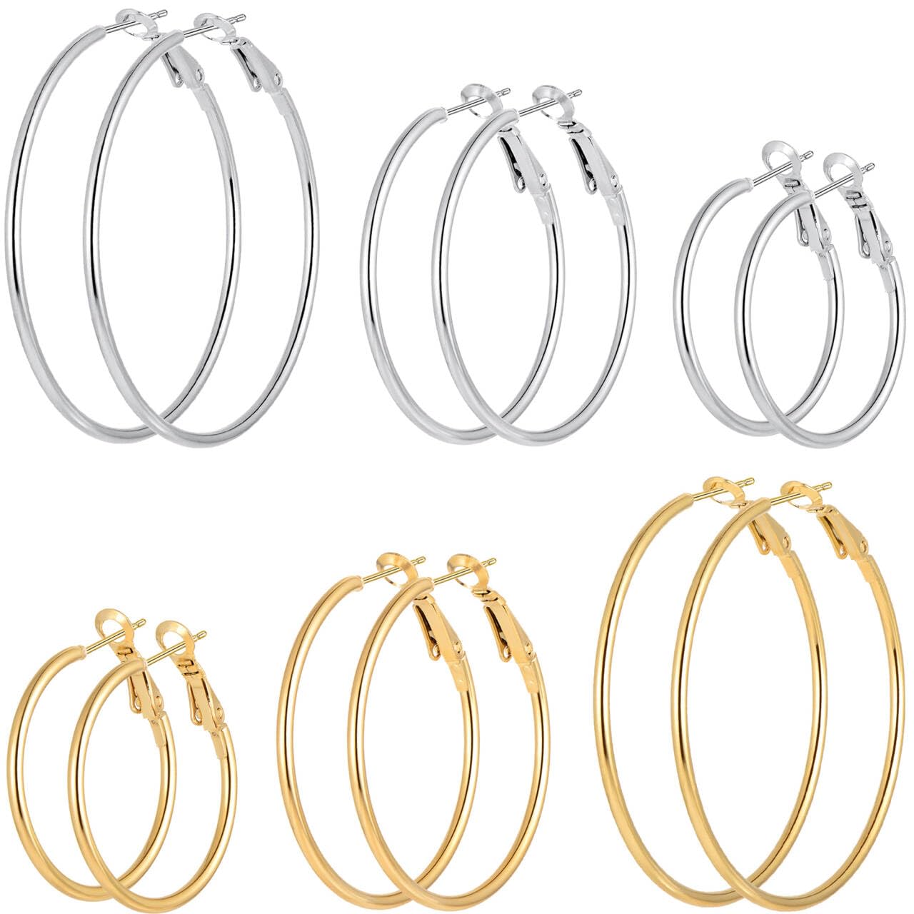 5 Pairs 14K Gold Plated Huggie Hoop Earrings for Women, Lightweight Hypoallergenic Small Hoops, Non-Tarnish Stackable Set
