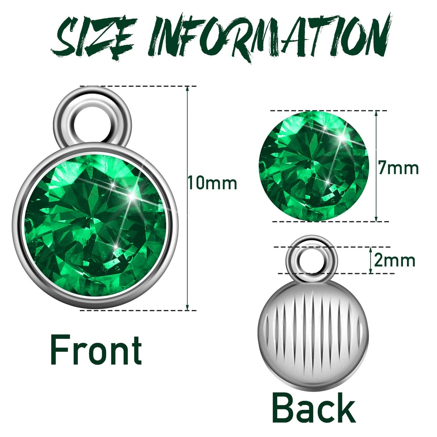 108pcs Crystal Birthstone Charms with Rings, 7mm Round Pendants in 12 Colors for DIY Jewelry Making Supplies