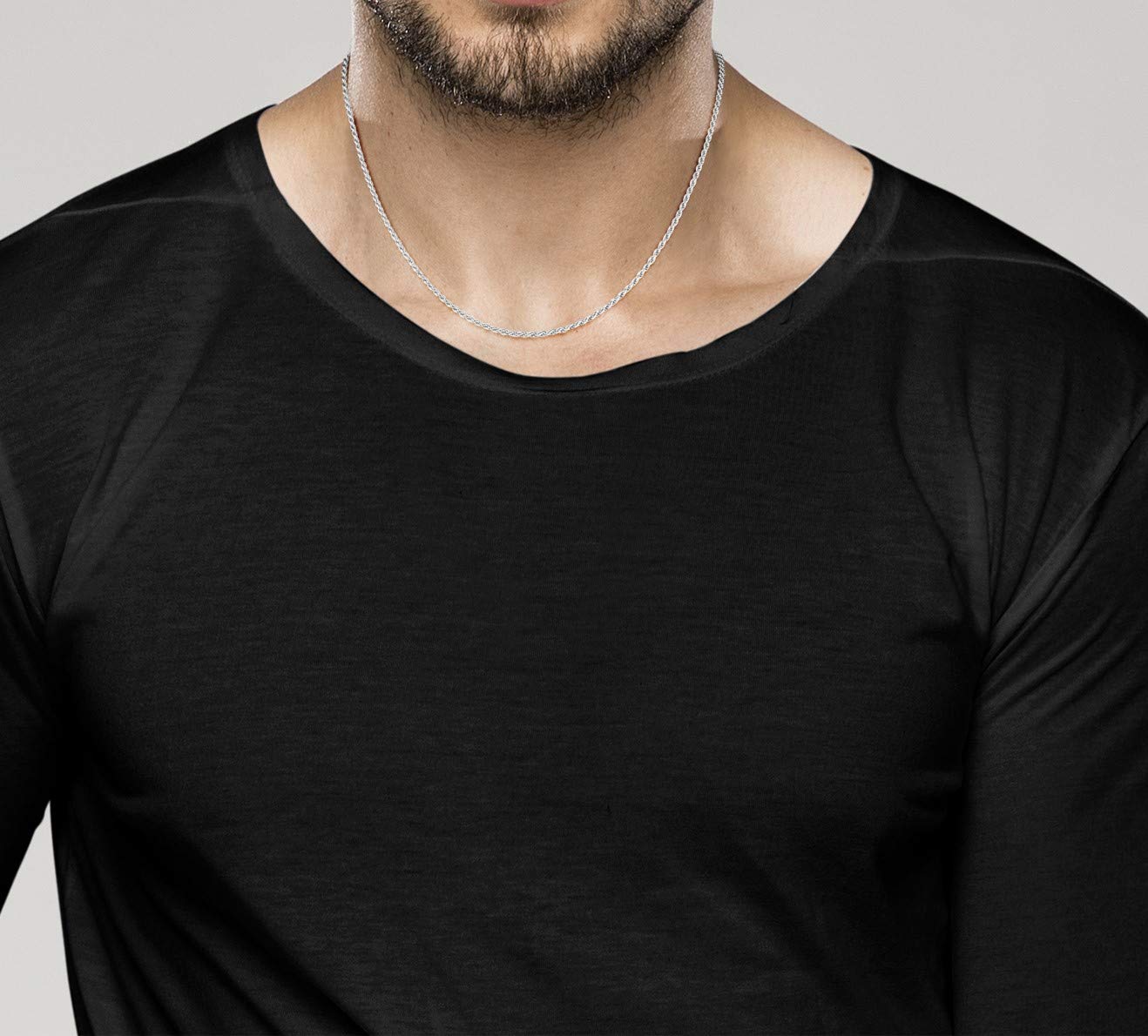 Italian 925 Sterling Silver 5mm Diamond-Cut Figaro Link Chain Necklace for Women & Men