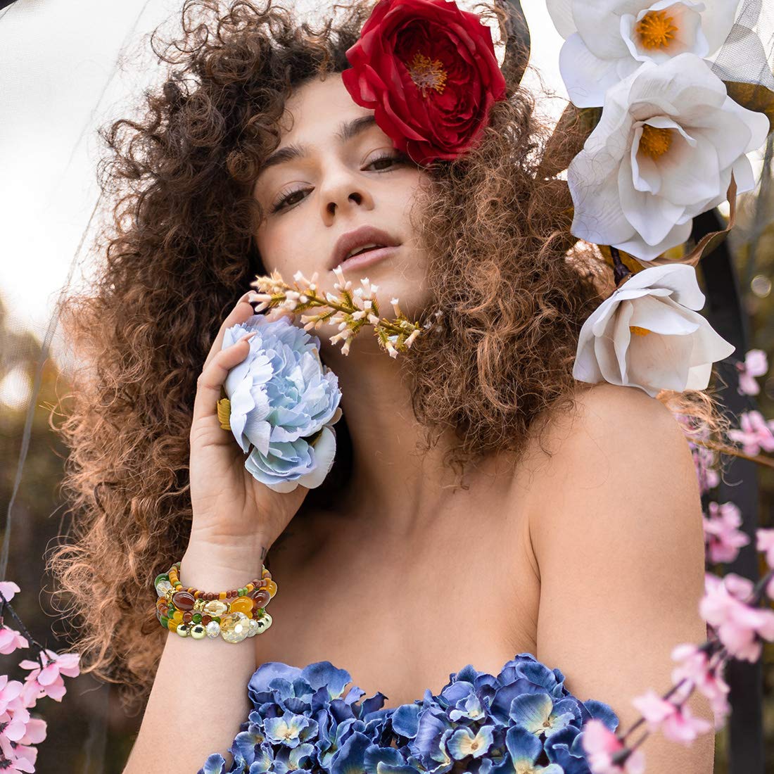 Handmade 6mm Semi-Precious Gemstone Round Bead Stretch Bracelet, 7" Unisex