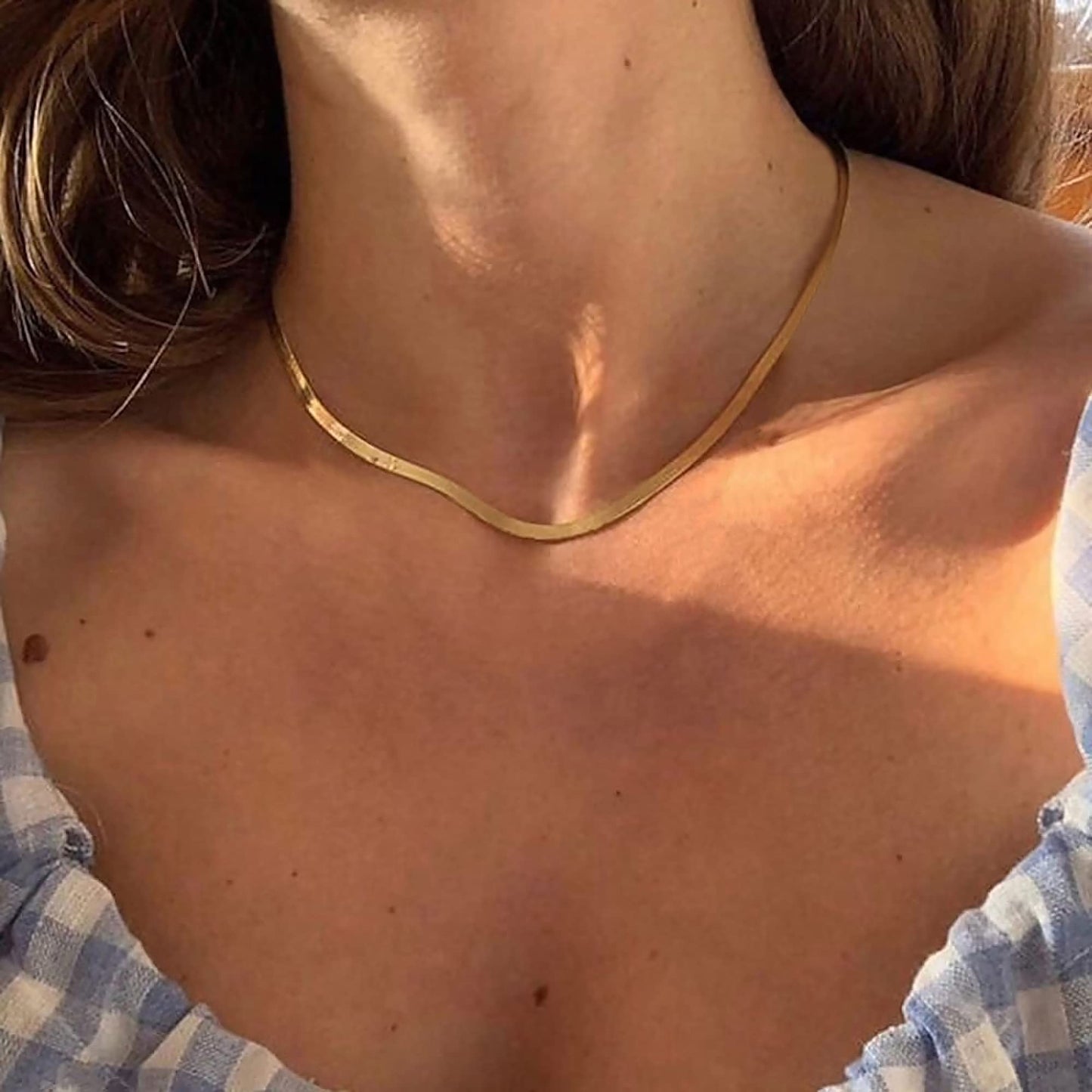 14K Gold or Silver Plated Snake Chain Herringbone Choker Necklace for Women, 1.5/3/5mm Wide, 14"/16" Length Jewelry Gift