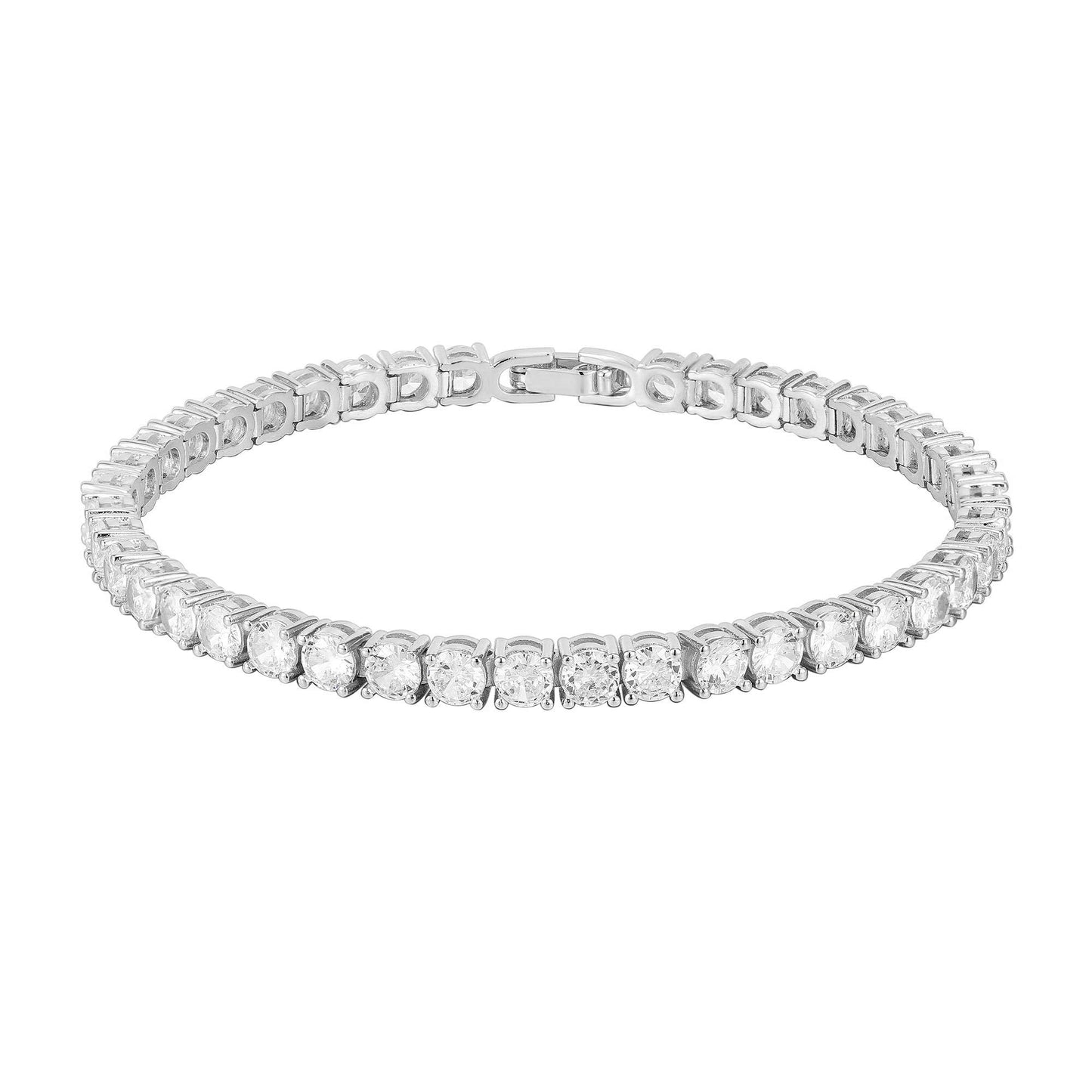 14K Gold Plated 2mm Cubic Zirconia Tennis Bracelet for Women, Classic Gold Bracelet, 6.5"-7.5"