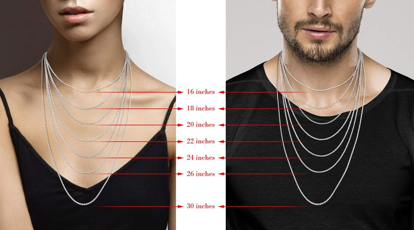 Italian 925 Sterling Silver 5mm Diamond-Cut Figaro Link Chain Necklace for Women & Men