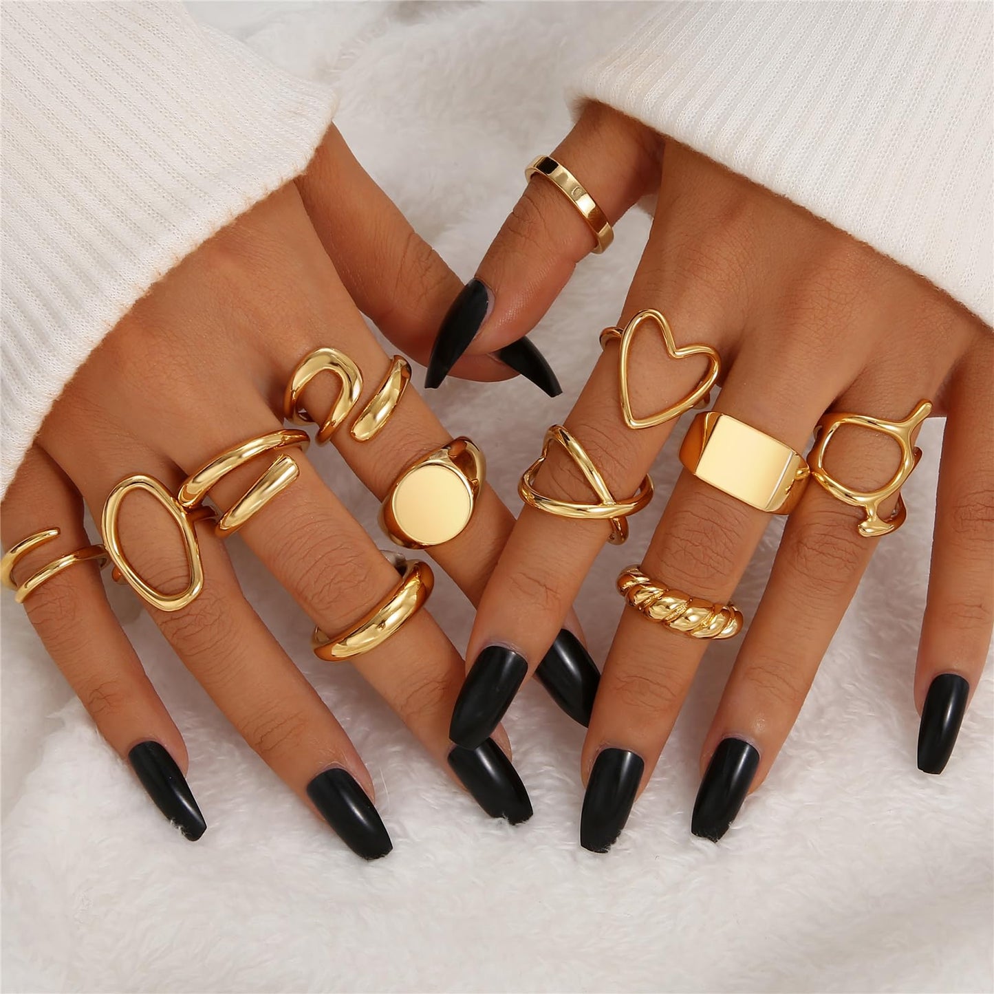 7-19 Pcs Silver Star & Moon Knuckle Rings Set for Women, Vintage Stackable Midi Finger Rings