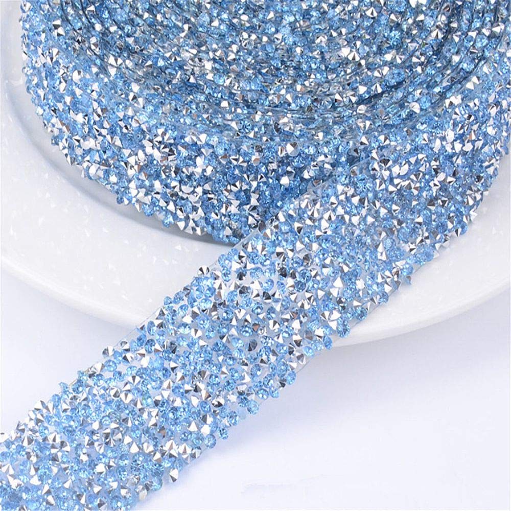 10 Yards 2mm Crystal AB Rhinestone Chain Trim Roll with Silver Base for Sewing, Crafts & Decorations