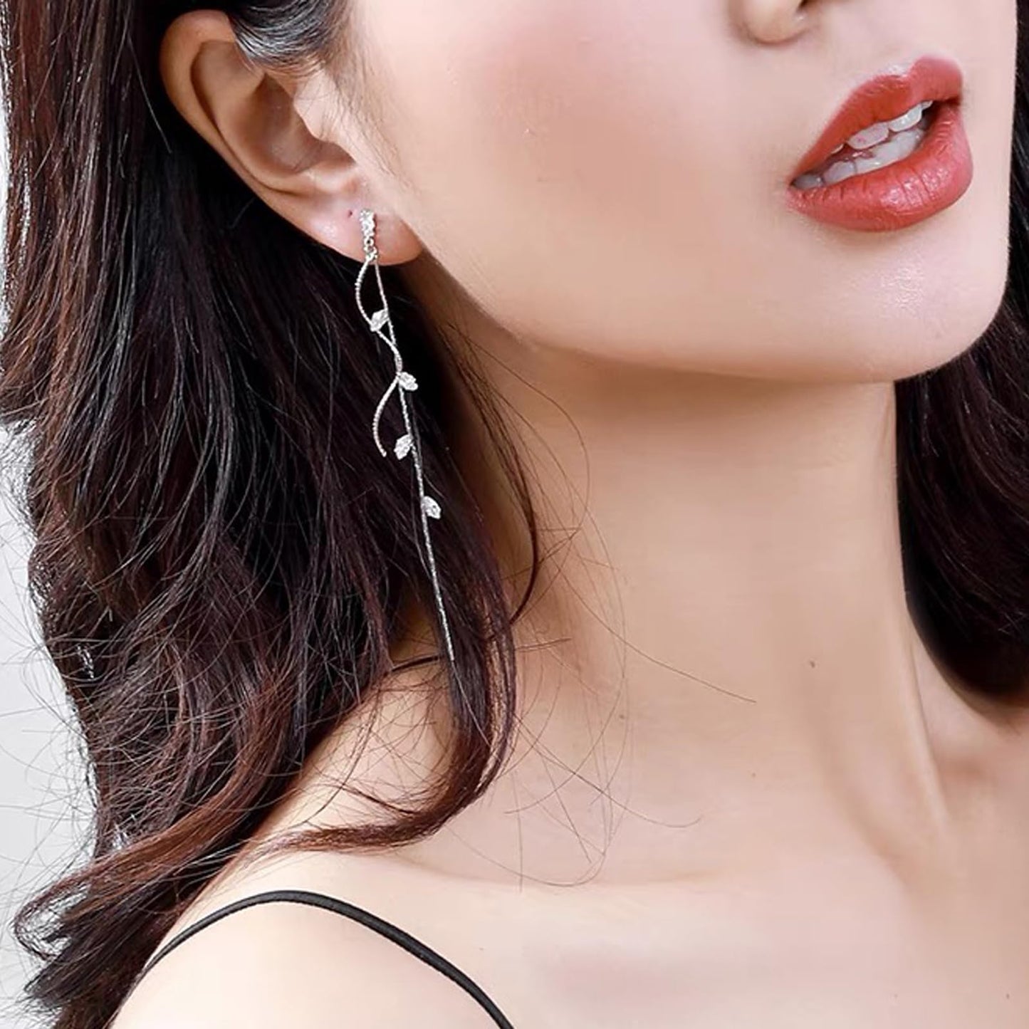 Sterling Silver Cubic Zirconia Drop Dangle Earrings for Women, Long Infinity Leverback CZ Earrings for Jewelry Gifts