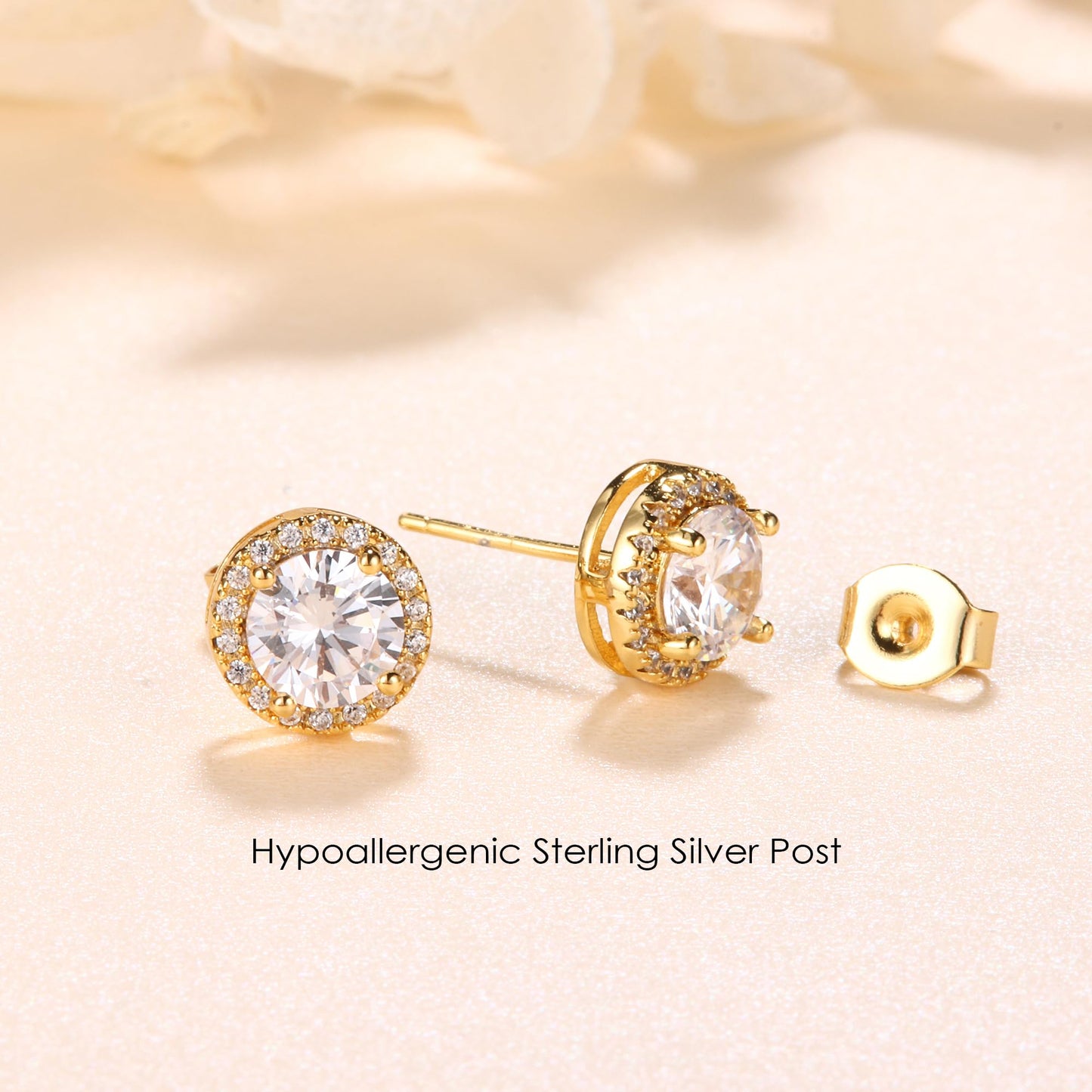 Sterling Silver 14K Gold Plated Stud Earrings – AAA+ Quality Handpicked Freshwater Cultured Pearls