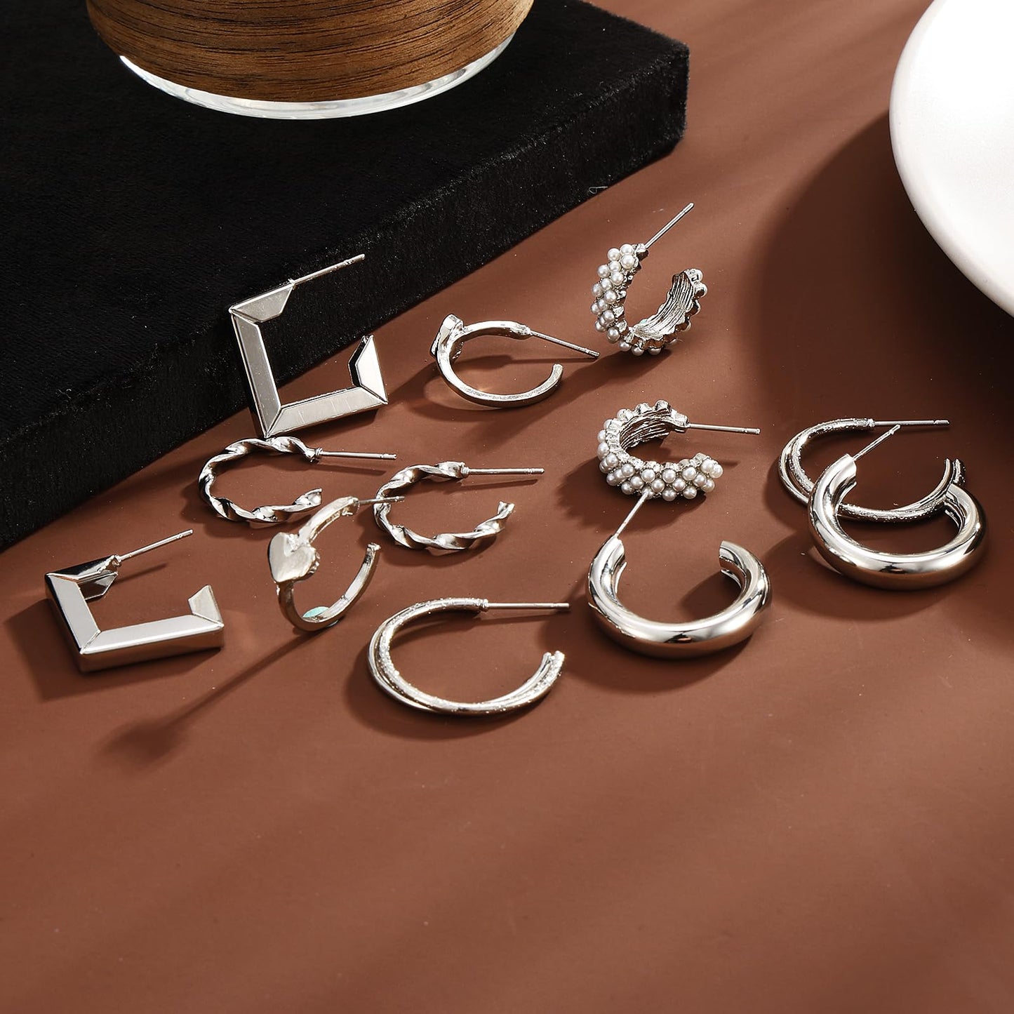 24 Pairs Gold Hoop Earrings Set for Women, Hypoallergenic Chunky Twisted & Open Hoops, Dangle Jewelry Gift for Birthday & Christmas