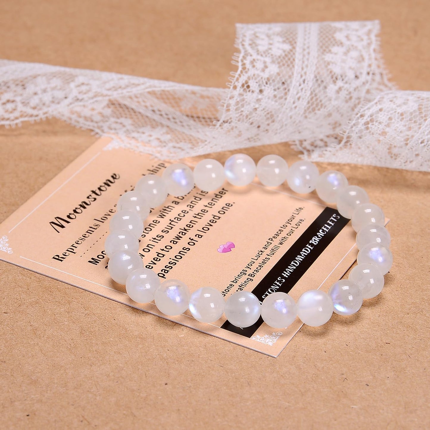 12 PCS Gemstone 8mm Round Beaded Bracelet Set – Healing Crystal Stone Stretch Bracelets for Women and Men, Elastic Round Beads Jewelry