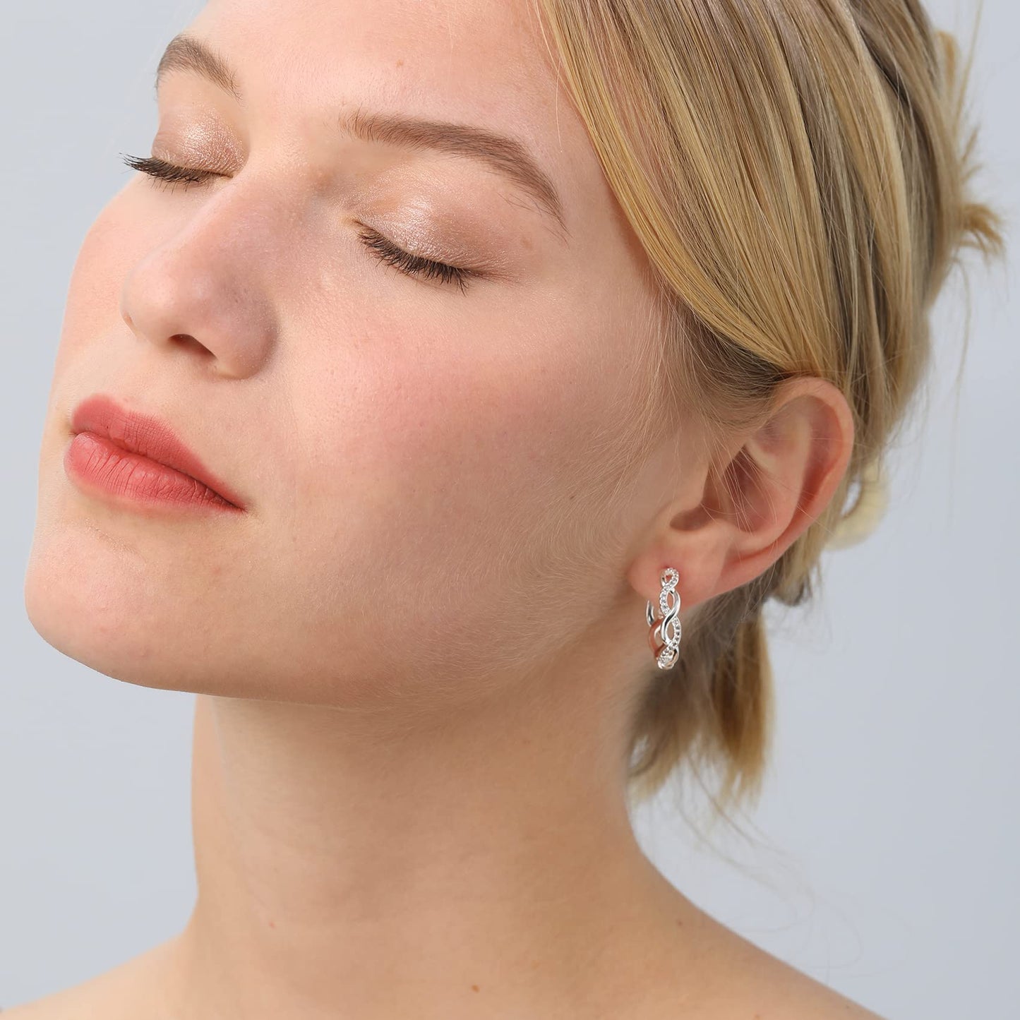 925 Sterling Silver Twisted Hoop Earrings for Women, Lightweight Cubic Zirconia Hoops, Hypoallergenic, 20-60mm