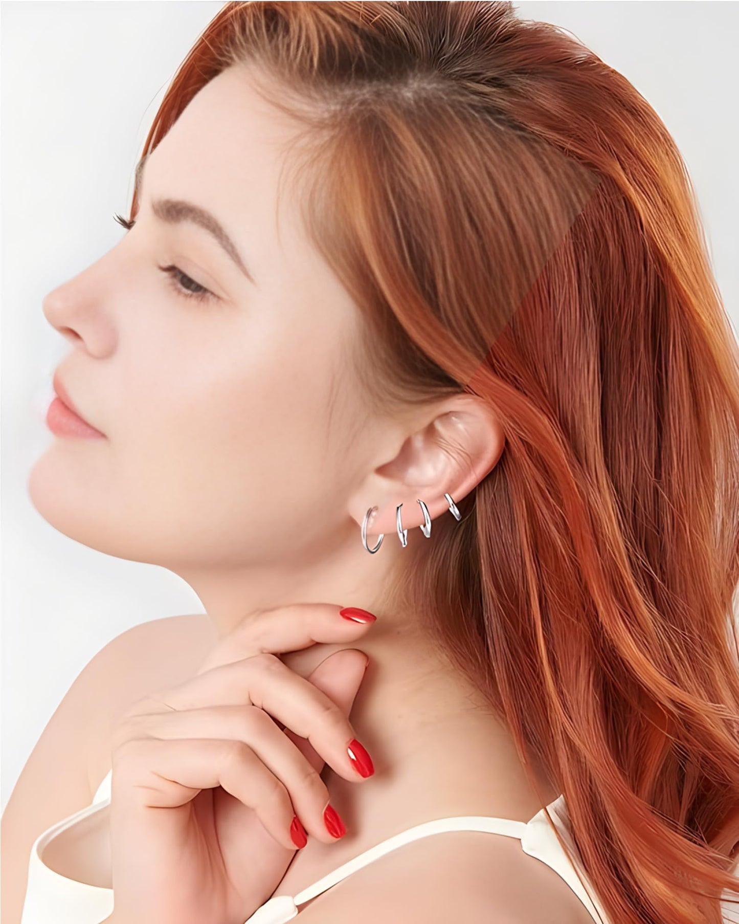 4mm Thick Gold Chunky Hoop Earrings for Women, Sterling Silver Post, Hollow Tube, Hypoallergenic Lightweight Hoops 20-60mm