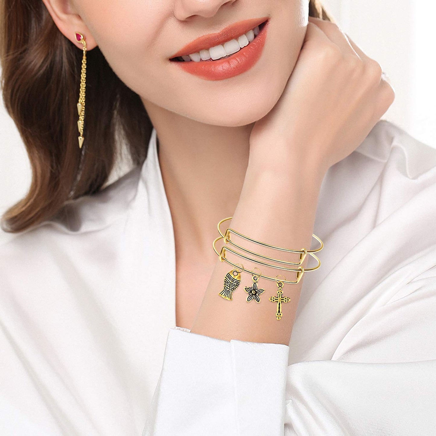 14K Gold Plated Cubic Zirconia Tennis Bracelet for Women, Adjustable Slider Bracelet