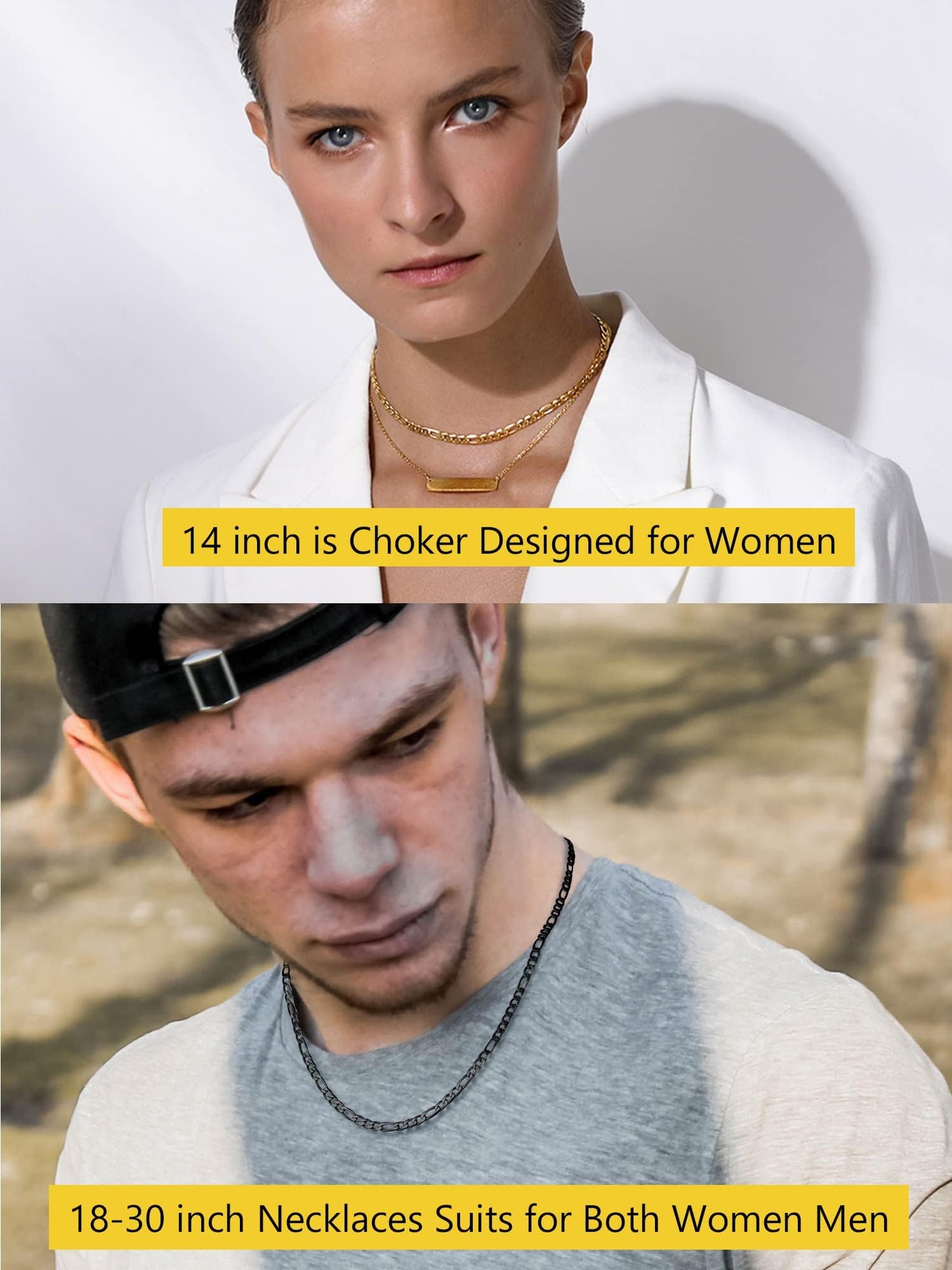 18K Gold Plated 925 Sterling Silver 1.2mm Cable Chain Necklace for Women, Thin and Dainty, 14"-24" Adjustable