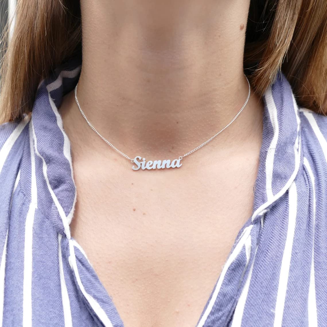 18K Gold Plated Personalized Name Necklace, Custom Name Pendant Jewelry Gift for Women