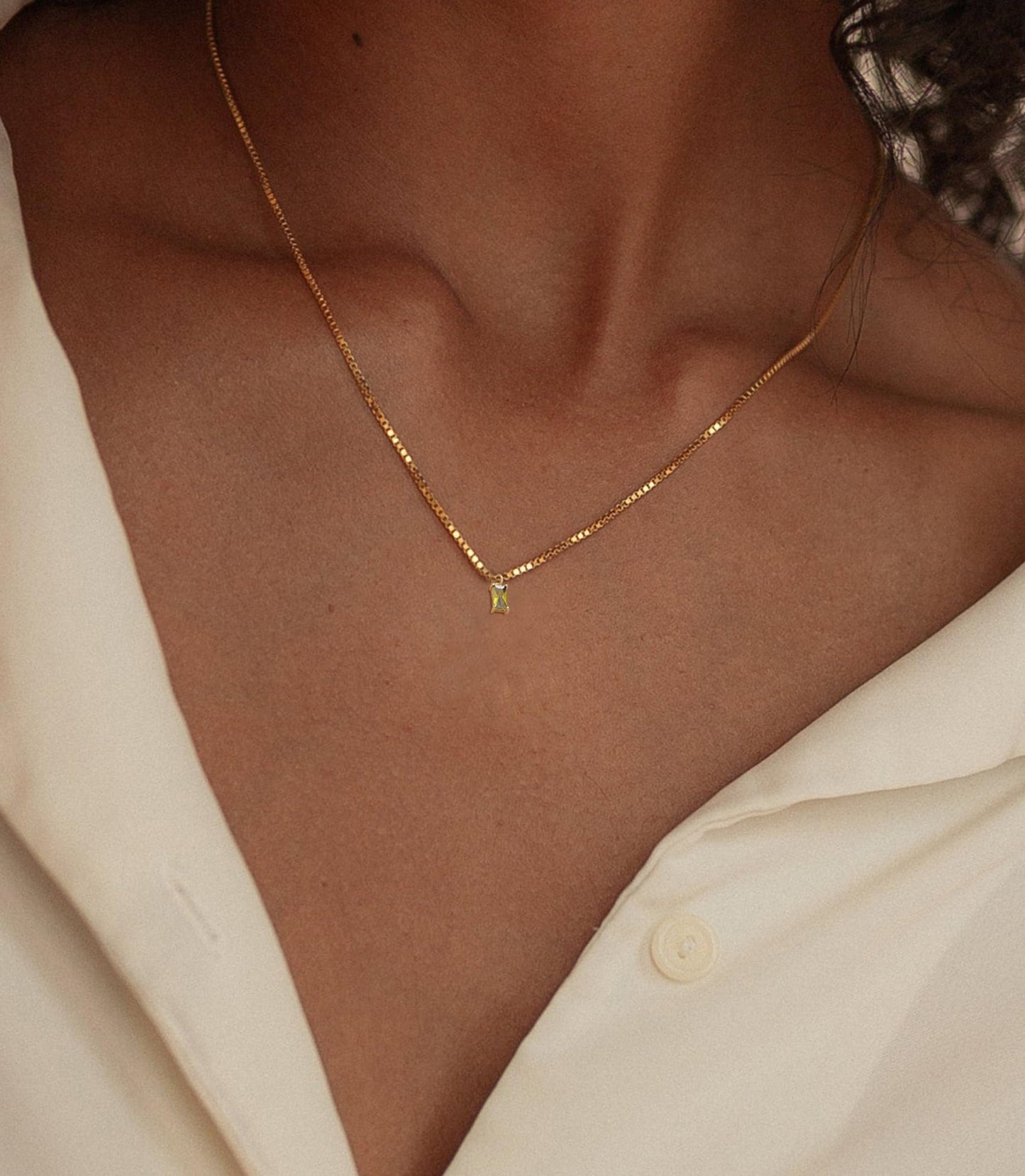 14K Gold Plated Diamond Necklace for Women, Emerald Birthstone Pendant with Blue Green Cubic Zirconia, Dainty Jewelry Gift