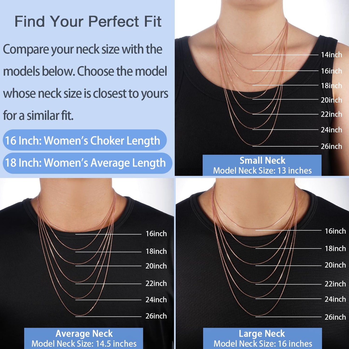 18K Gold Plated 925 Sterling Silver 1.1mm Cable Chain Necklace for Women, Thin and Dainty, 14"-24" Adjustable