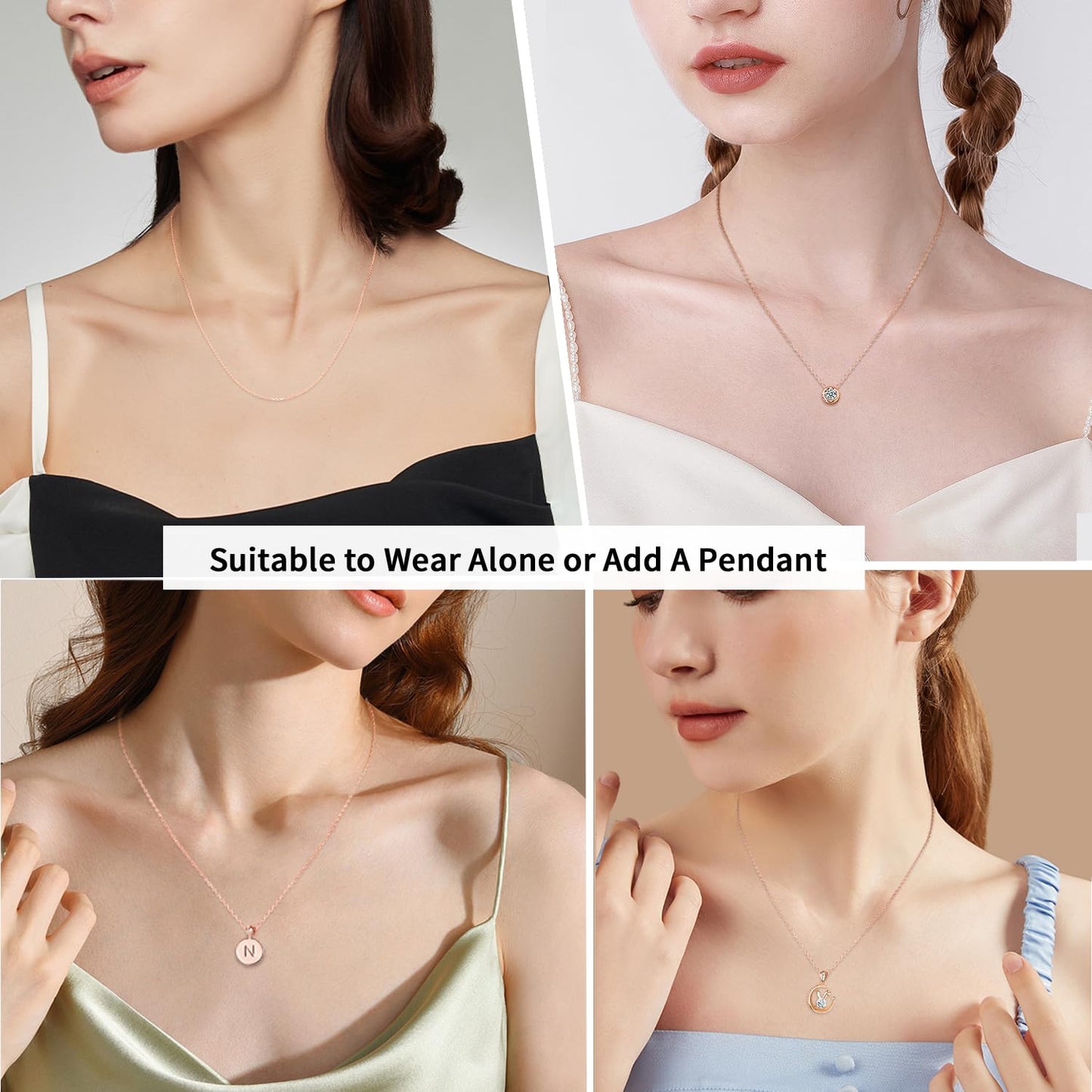 18K Gold Plated 925 Sterling Silver 1.1mm Cable Chain Necklace for Women, Thin and Dainty, 14"-24" Adjustable