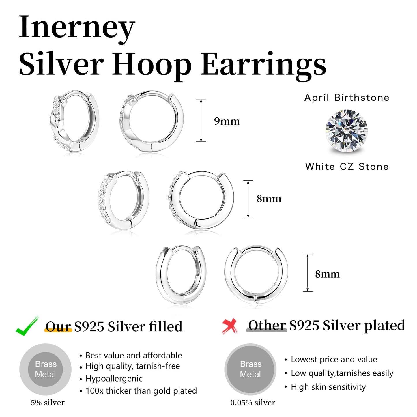 6 Pairs 14K Gold Plated Hoop Earrings Set for Women, Lightweight & Chunky Twisted Huggie Hoops, Hypoallergenic Jewelry Gift