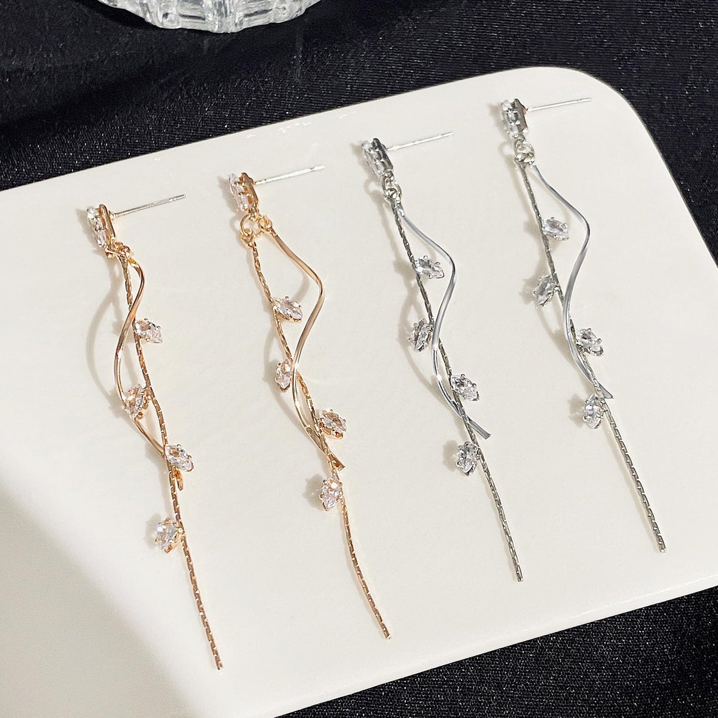 Sterling Silver Cubic Zirconia Drop Dangle Earrings for Women, Long Infinity Leverback CZ Earrings for Jewelry Gifts