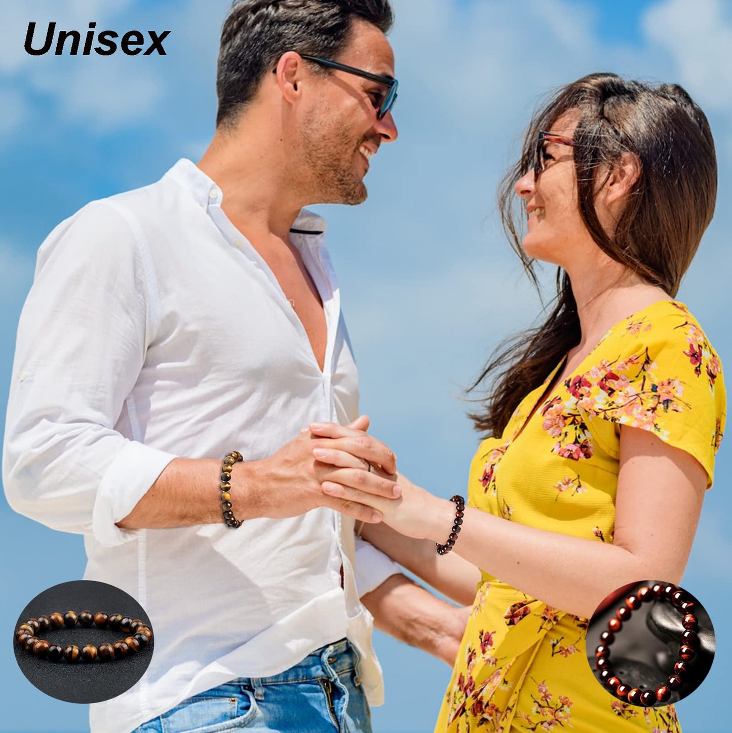 Handmade 6mm Semi-Precious Gemstone Round Bead Stretch Bracelet, 7" Unisex