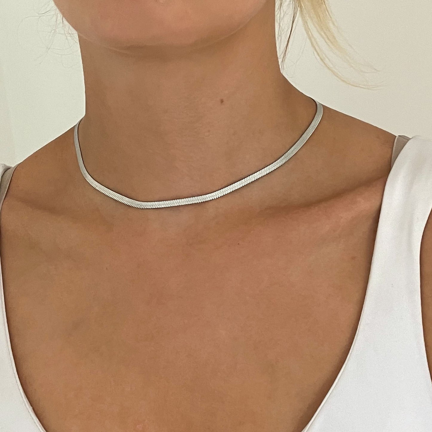 14K Gold or Silver Plated Snake Chain Herringbone Choker Necklace for Women, 1.5/3/5mm Wide, 14"/16" Length Jewelry Gift