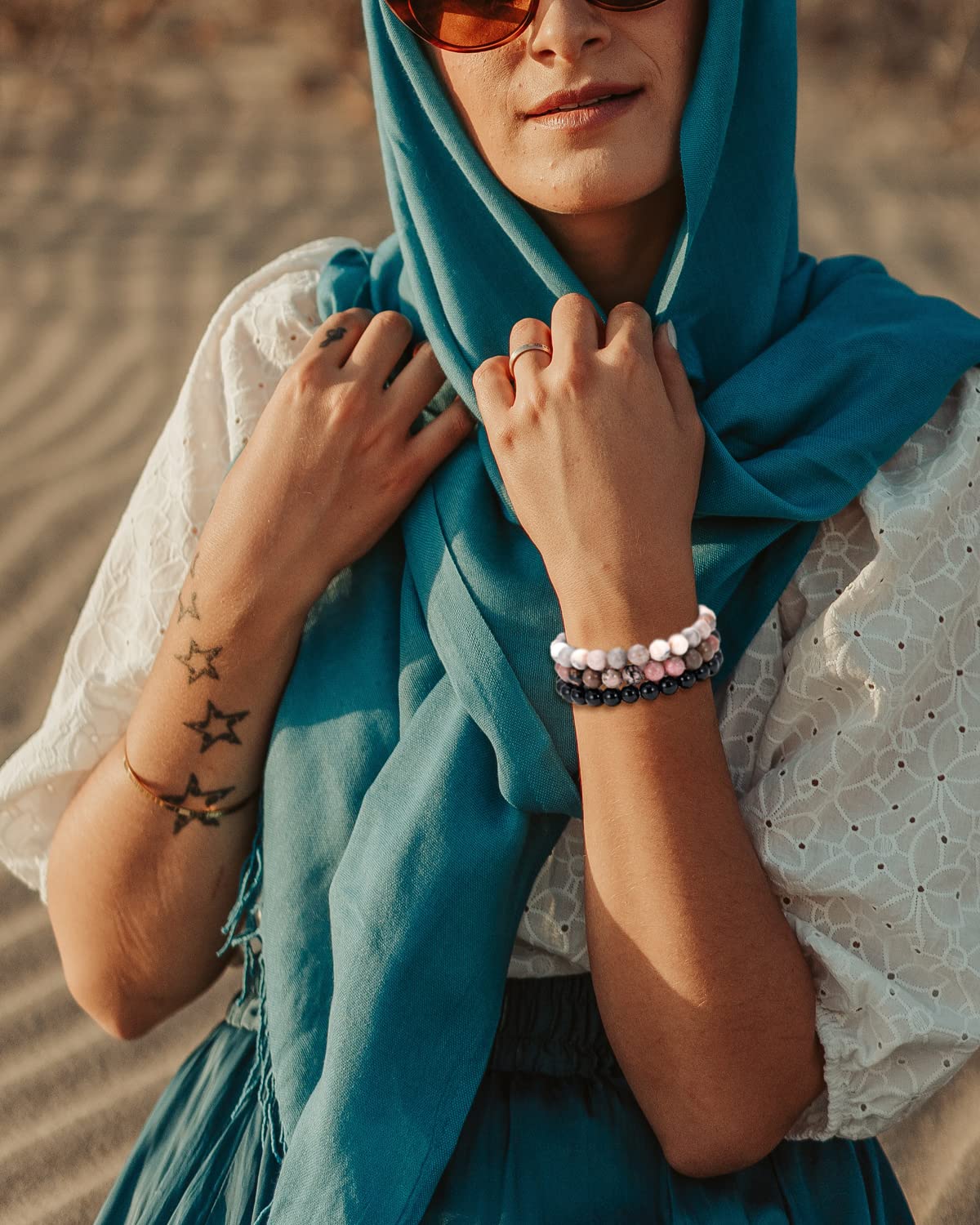 Cherry Tree Collection Gemstone Beaded Bracelets for Women and Men – 6mm Round Beads, Available in Small, Medium, and Large Sizes