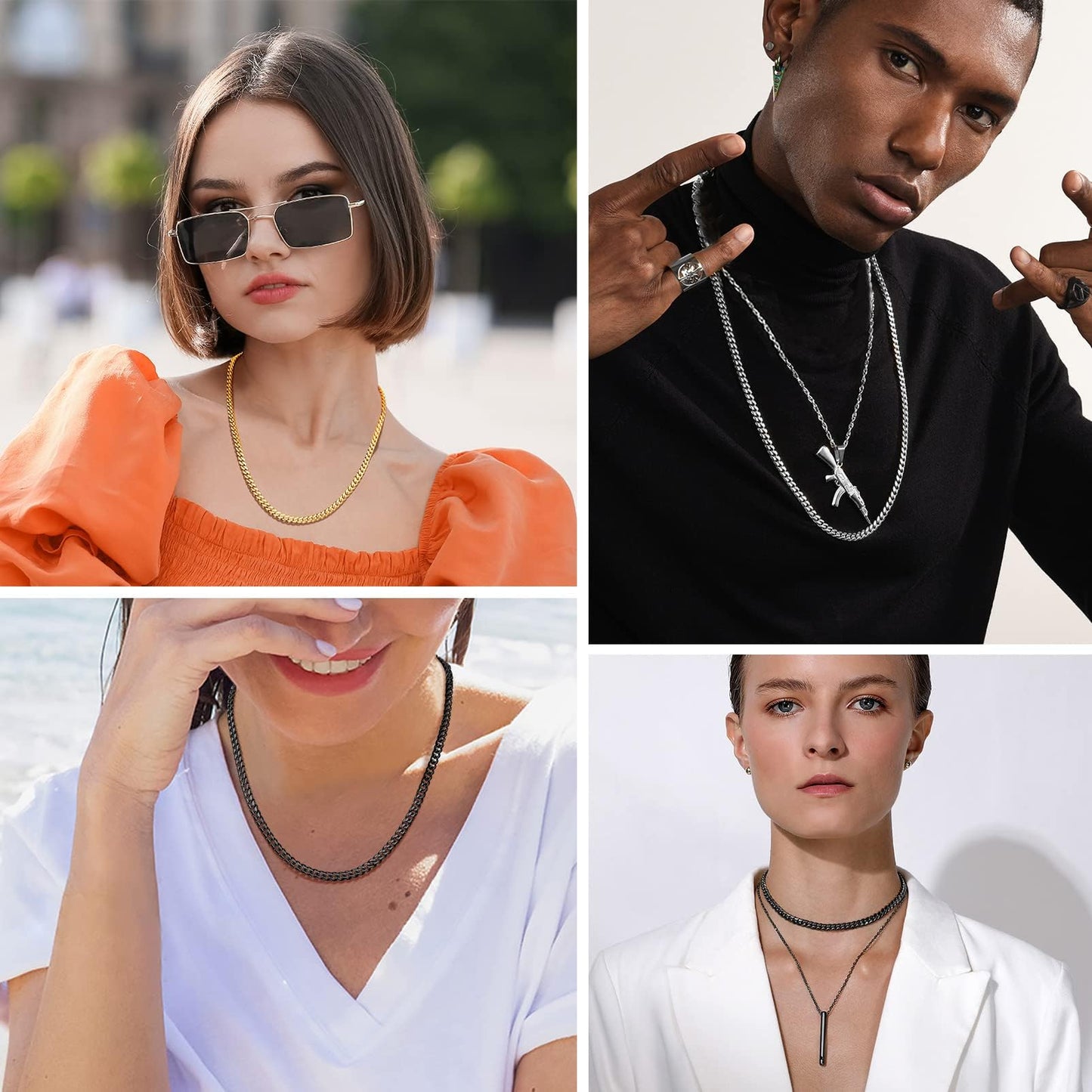 18K Gold Over Sterling Silver 1mm Box Chain Necklace, Made in Italy, Rose Gold Chain for Women and Men