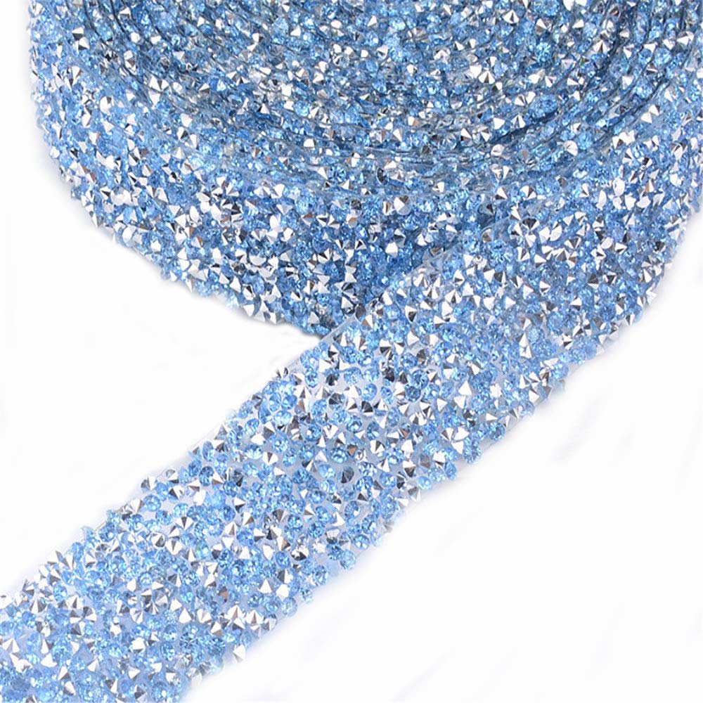 10 Yards 2mm Crystal AB Rhinestone Chain Trim Roll with Silver Base for Sewing, Crafts & Decorations