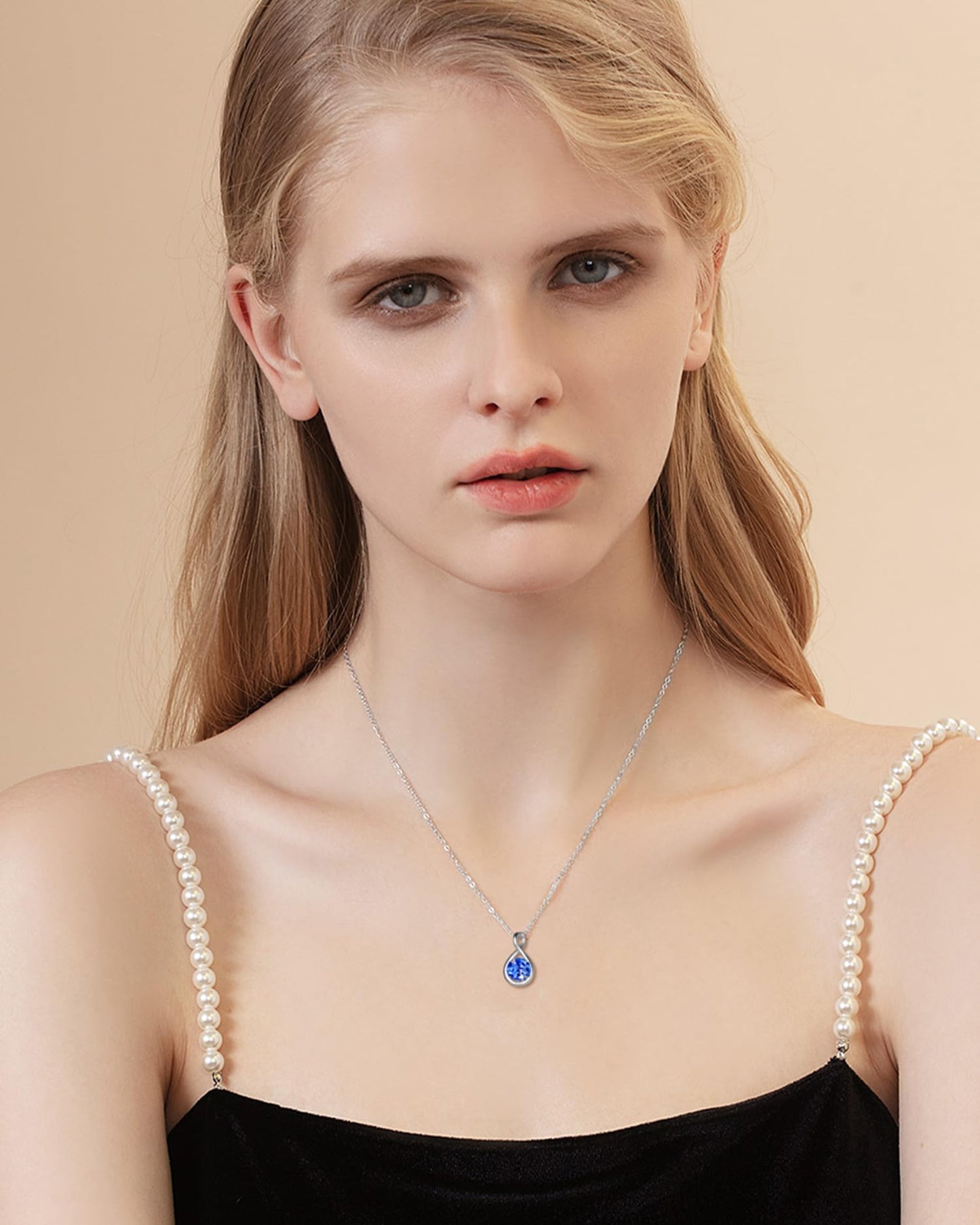 Sterling Silver Birthstone Infinity Pendant Necklace, Dainty 16"+2" Chain, Jewelry Gift for Women and Girls