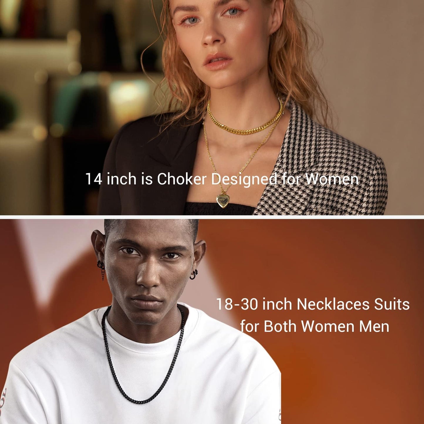 18K Gold Over Sterling Silver 1mm Box Chain Necklace, Made in Italy, Rose Gold Chain for Women and Men