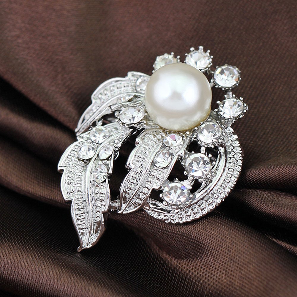 Vintage Blue Crystal Rhinestone Teardrop Brooch Pin for Women, Wedding & Bridal Accessory