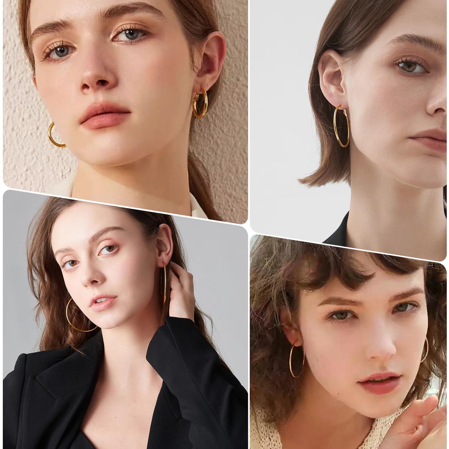 3 Pairs Gold Hoop Earrings Set for Women & Teens, Trendy Chunky & Dainty Huggie Hoops