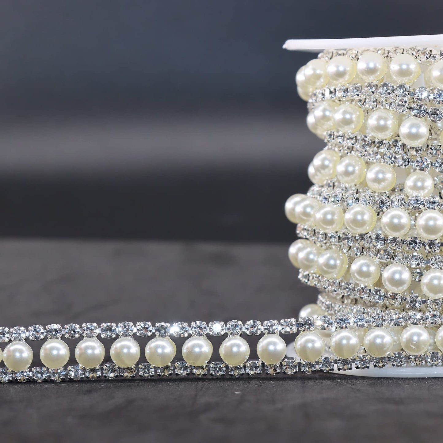 1 Yard x 3cm Dark Blue Rhinestone Beaded Trim Hotfix Ribbon Iron-On Applique for DIY Wedding Dress & Craft Decorations