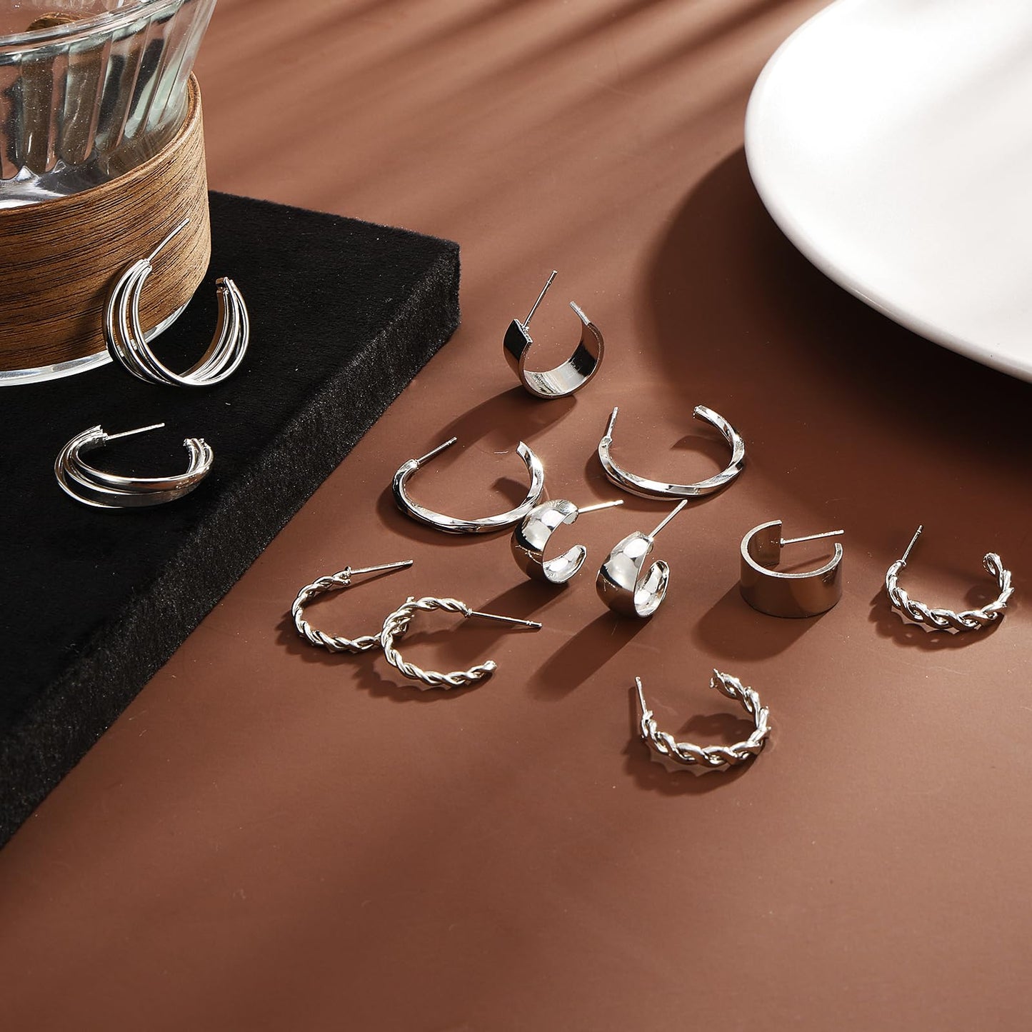 24 Pairs Gold Hoop Earrings Set for Women, Hypoallergenic Chunky Twisted & Open Hoops, Dangle Jewelry Gift for Birthday & Christmas