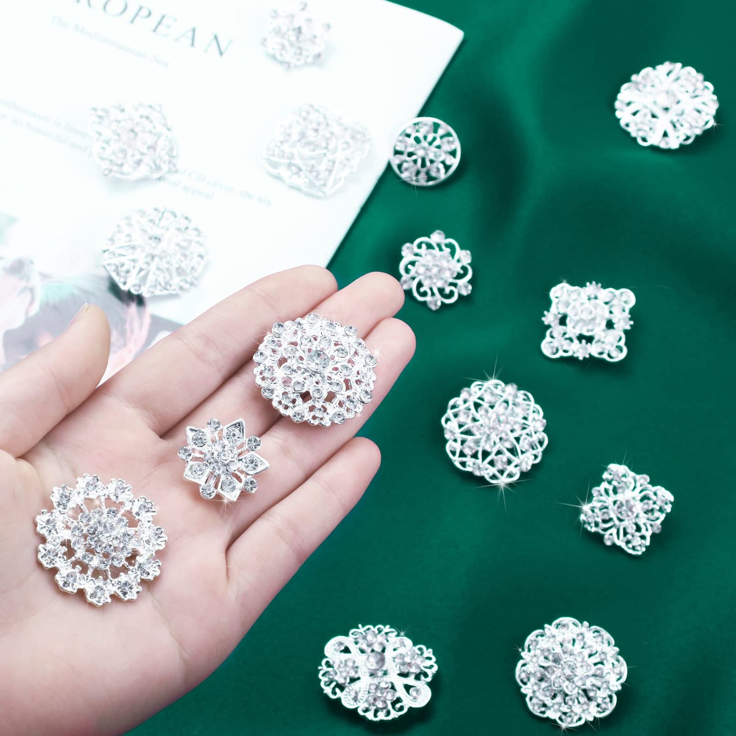 Wedding Bridal Crystal Rhinestone Bouquet Brooch & Shawl Pin for Women