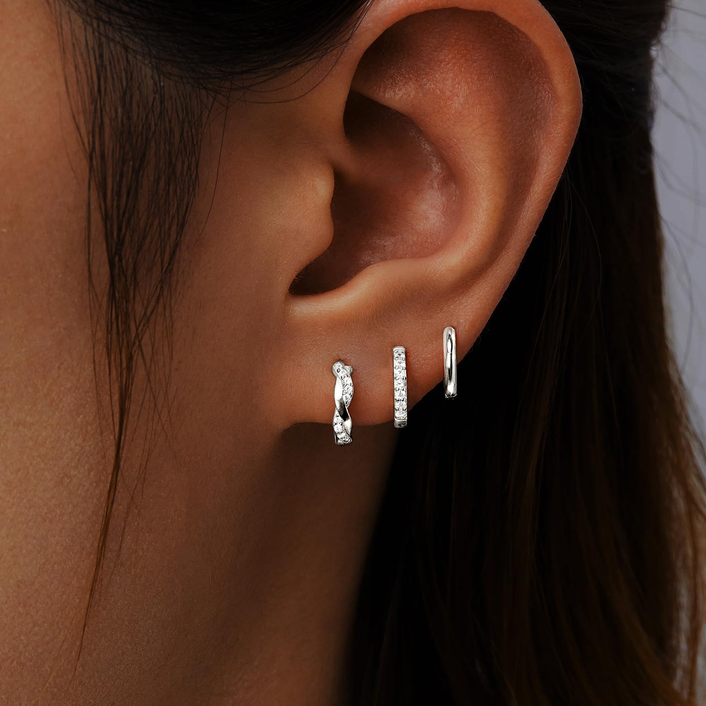 6 Pairs 14K Gold Plated Hoop Earrings Set for Women, Lightweight & Chunky Twisted Huggie Hoops, Hypoallergenic Jewelry Gift