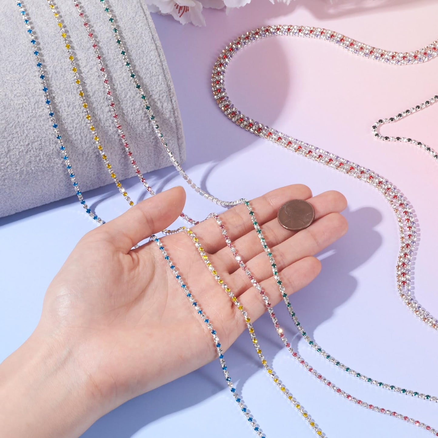 10 Yards 2mm Dark Blue Crystal Rhinestone Chain Trim for Sewing, Crafts, Jewelry, Shoes & Wedding Decorations