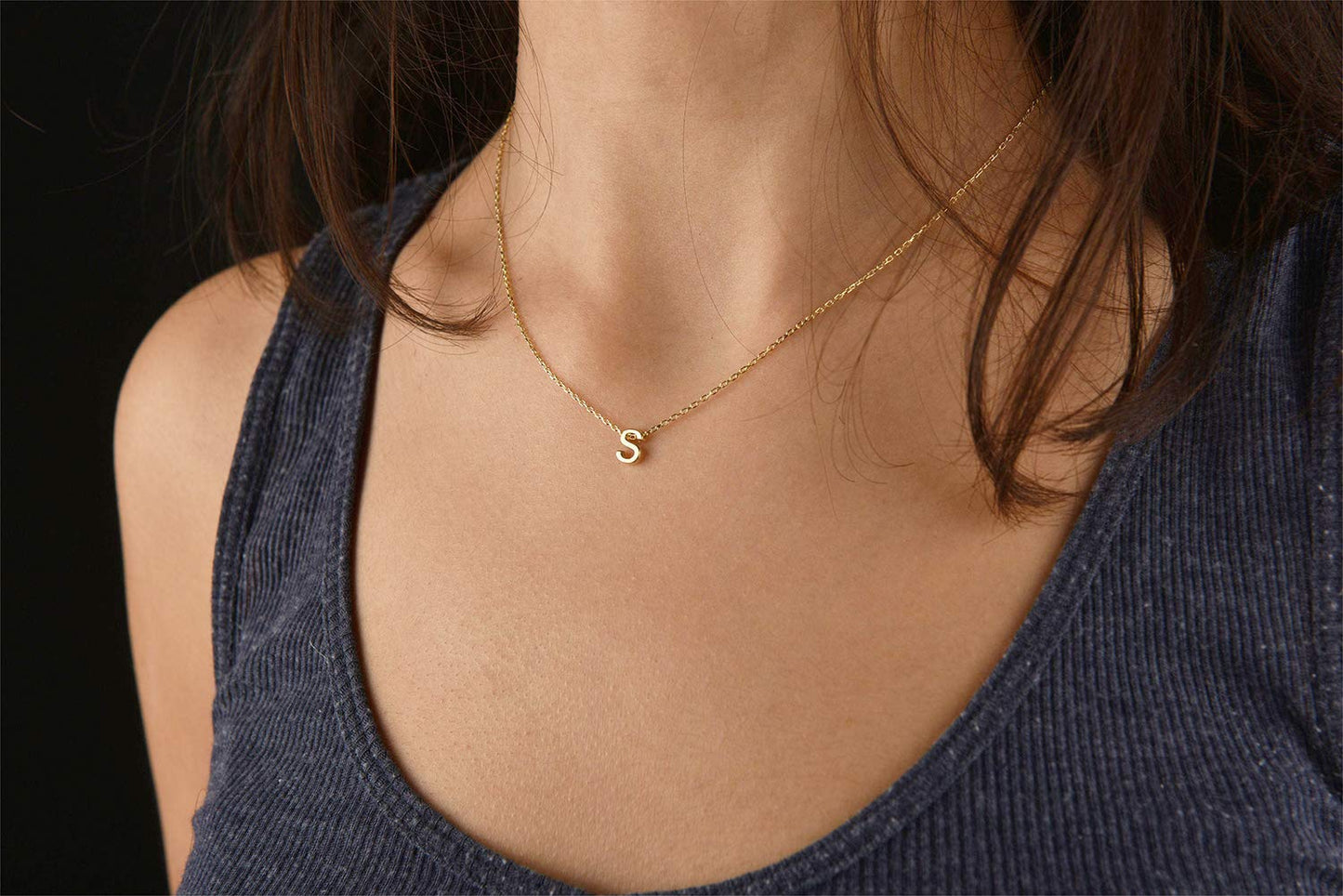 Tiny Initial Necklace, 18K Gold Plated Small Letter, Personalized Name Necklace for Women