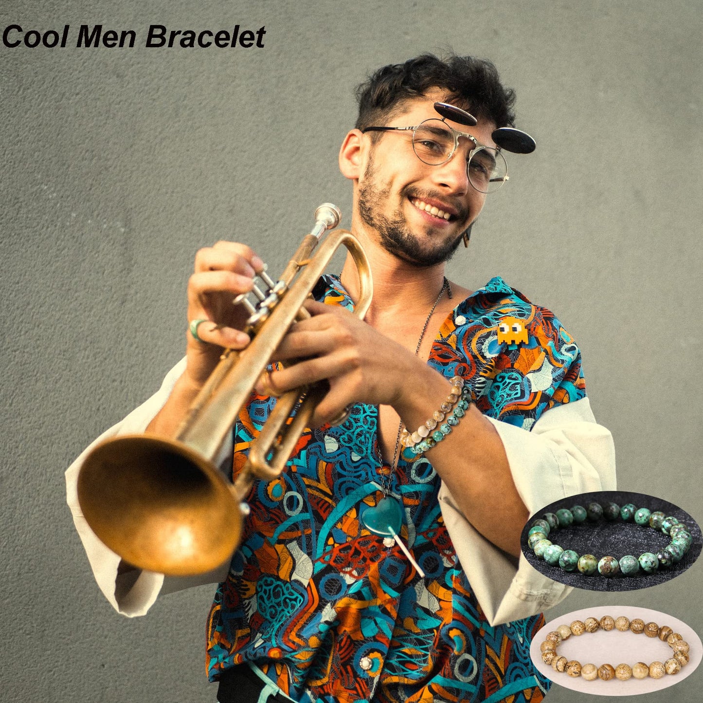 Handmade 6mm Semi-Precious Gemstone Round Bead Stretch Bracelet, 7" Unisex