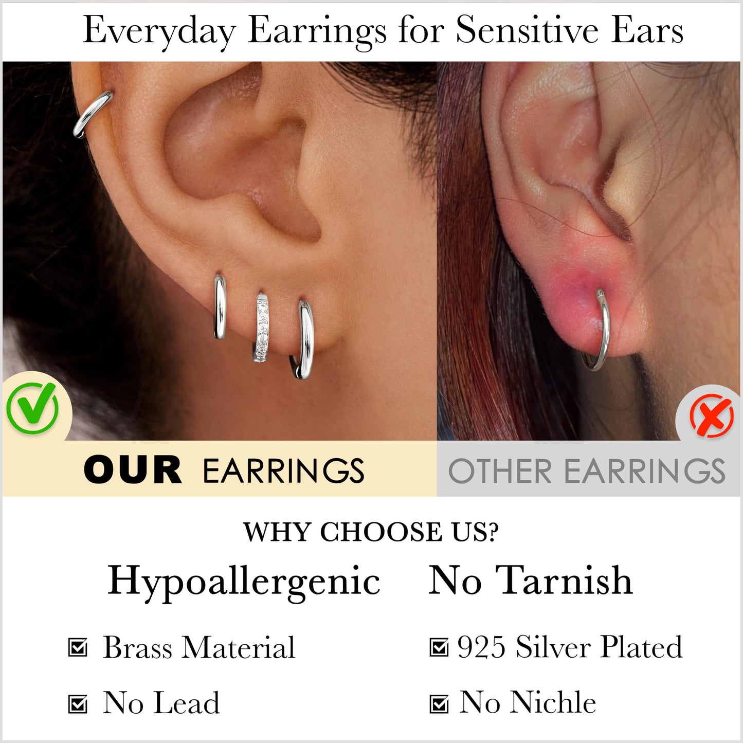 Small Gold Huggie Hoop Earrings Set for Women & Men, 14K Gold Plated Hypoallergenic Cartilage Hoops, Lightweight Dainty Jewelry Gift for Multiple Piercings