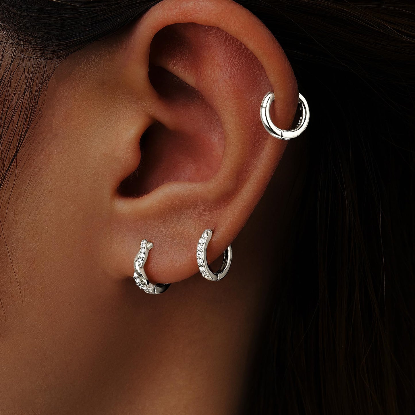 6 Pairs 14K Gold Plated Hoop Earrings Set for Women, Lightweight & Chunky Twisted Huggie Hoops, Hypoallergenic Jewelry Gift