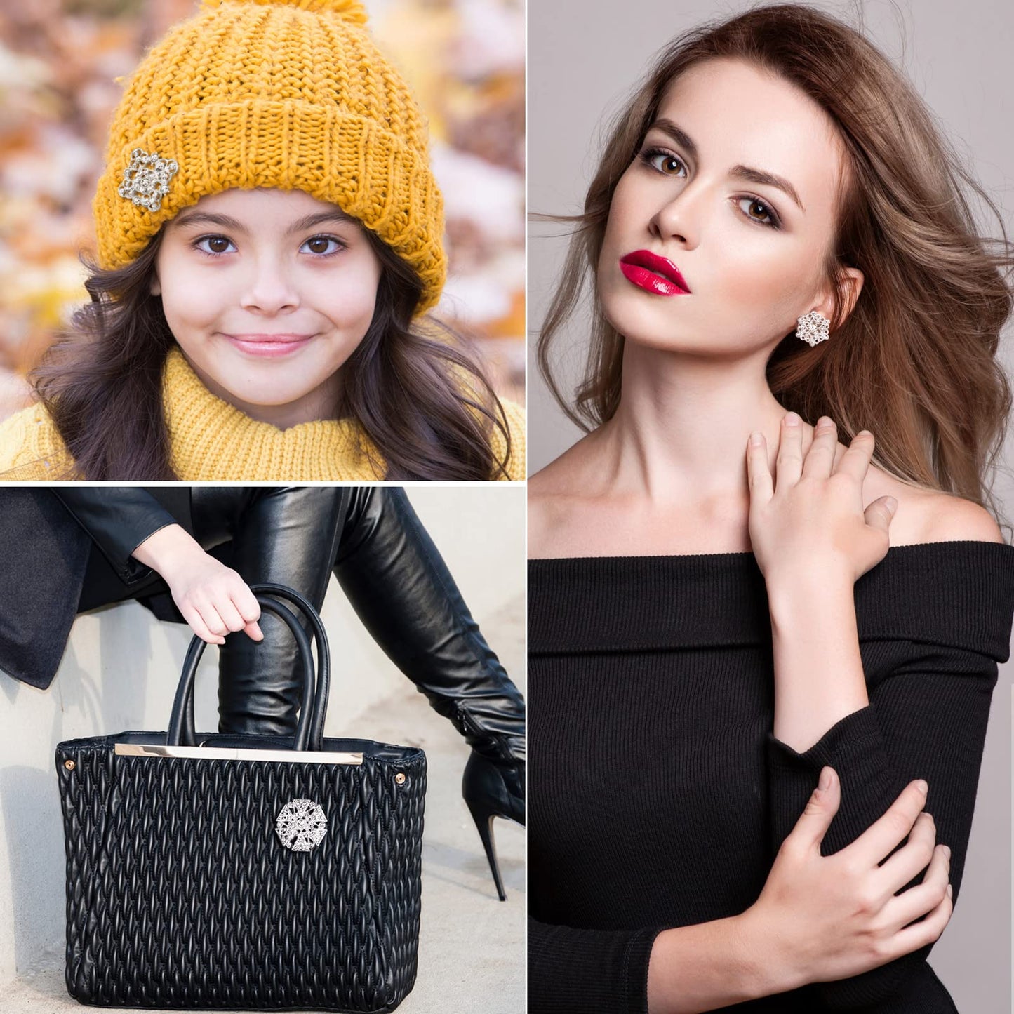 Wedding Bridal Crystal Rhinestone Bouquet Brooch & Shawl Pin for Women